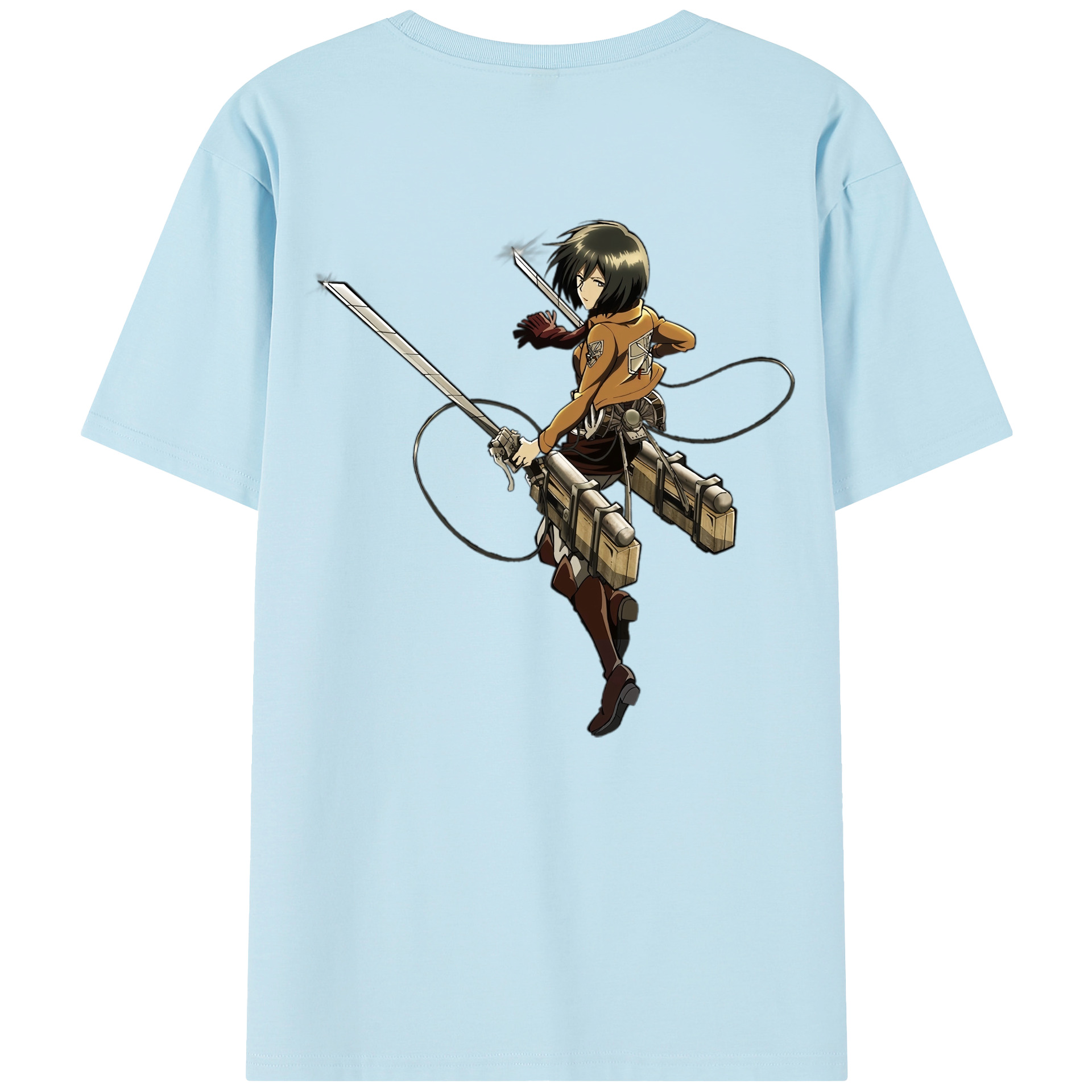 （画像用） 進撃の巨人 ミカサ·アッカーマン Attack on Titan Mikasa Ackerman 綿100％半袖Tシャツ（背面プリント）